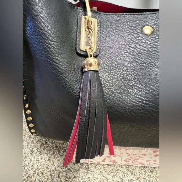 Elegant Black Tote Bag with Tassel EUC - Picture 3 of 9